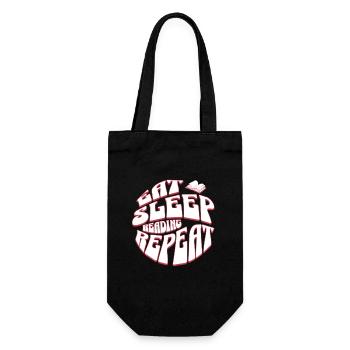 Eat Sleep Read Repeat - Retro Englisch Lehrer - Geschenkbeutel für Flaschen - Schwarz - Vorne