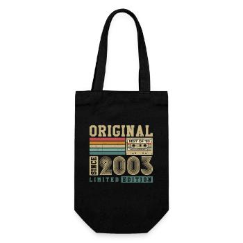 Original geboren 2003 Jahrgang Geburtstagsgeschenk - Geschenkbeutel für Flaschen - Schwarz - Vorne