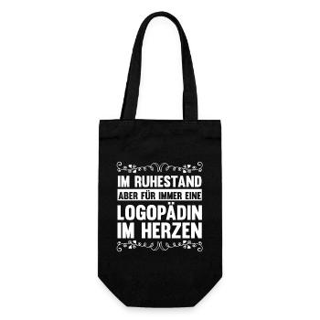 Ruhestand Rente Rentnerin Logopädie Logopädin - Geschenkbeutel für Flaschen - Schwarz - Vorne