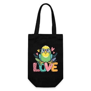 Liebevolles Wellensittich Design - Geschenkbeutel für Flaschen - Schwarz - Vorne