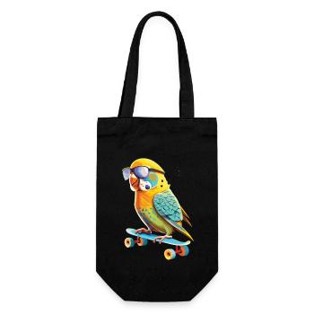 Wellensittich Skateboard Meister - Geschenkbeutel für Flaschen - Schwarz - Vorne