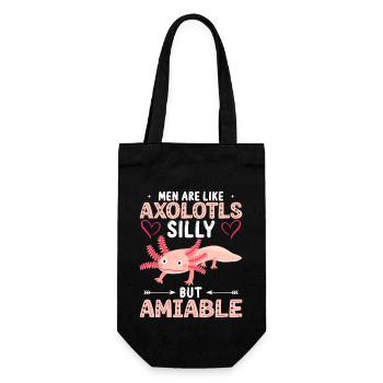Männer Sind Wie Axolotls - Dumm Aber Liebenswert - Geschenkbeutel für Flaschen - Schwarz - Vorne