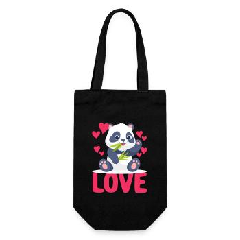 Love Panda Valentine's Day Funny Cute Panda - Gift Bag for Bottles - black - Front