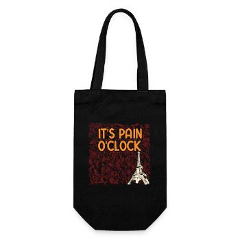 Its Pain O Clock Lifestyle Sayings Habits Quotes - Geschenkbeutel für Flaschen - Schwarz - Vorne
