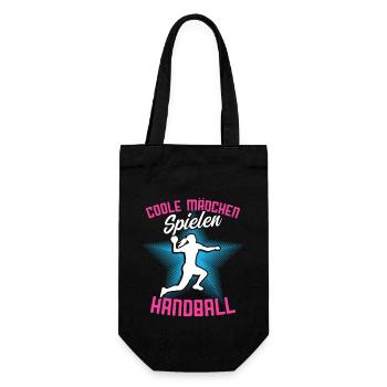Hallen Sport Handballerin Handballverein Handball - Geschenkbeutel für Flaschen - Schwarz - Vorne
