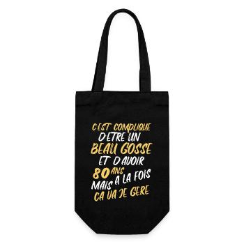 Cadeau D'anniversaire Beau gosse et d'avoir 80 ans - Sac à bouteille - noir - Devant