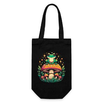 Cottagecore Ästhetischer Vintage Waldpilzfrosch - Geschenkbeutel für Flaschen - Schwarz - Vorne