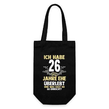 Ehe Jadehochzeit 26 Jahre Verheiratet Hochzeitstag - Geschenkbeutel für Flaschen - Schwarz - Vorne