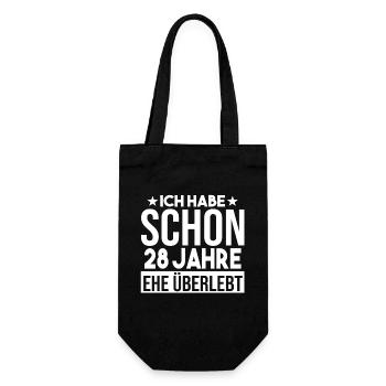 Ehe Nelkenhochzeit 28 Jahre Verheiratet Hochzeitst - Geschenkbeutel für Flaschen - Schwarz - Vorne