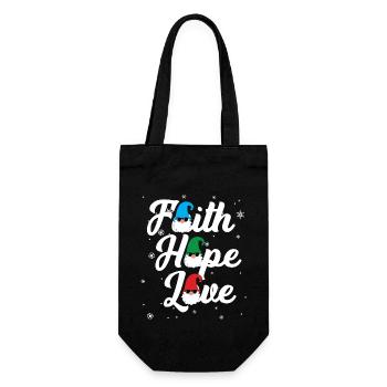 Religious Family Faith Hope Love Christmas Gnome - Gift Bag for Bottles - black - Front