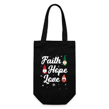 Faith Hope Love Religious Family Christmas Gnome - Gift Bag for Bottles - black - Front
