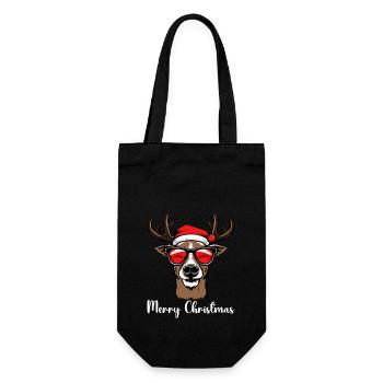 Merry Christmas Reindeer Xmas Family Men Women - Geschenkbeutel für Flaschen - Schwarz - Vorne