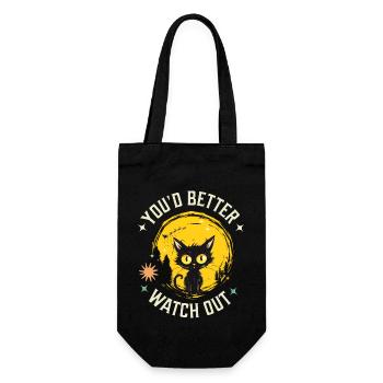 Lustiges Weihnachtpulli - Katze sieht Santa Claus - Geschenkbeutel für Flaschen - Schwarz - Vorne