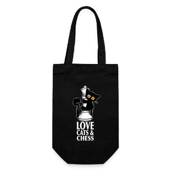 Chat noir mignon, grimpe sur les dames des échecs - Sac à bouteille - noir - Devant