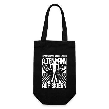 Skifahrer Skifahren Skilehrer Skier Geschenk - Geschenkbeutel für Flaschen - Schwarz - Vorne