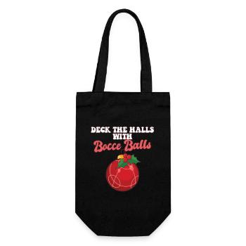 Christmas Deck The Halls With Bocce Ball Player - Geschenkbeutel für Flaschen - Schwarz - Vorne