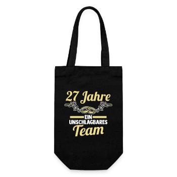 Ehe Mahagonihochzeit 27 Jahre Verheiratet Hochzeit - Geschenkbeutel für Flaschen - Schwarz - Vorne