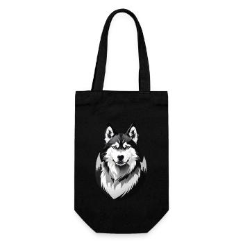 Husky Retro Hundeliebhaber Hund Huskies Hunde - Geschenkbeutel für Flaschen - Schwarz - Vorne