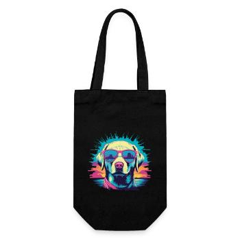 Retro Vaporwave Hund Streetwear Hunde Design - Geschenkbeutel für Flaschen - Schwarz - Vorne