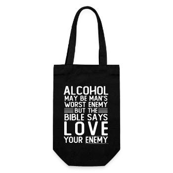 Alcohol love your enemy - Geschenkbeutel für Flaschen - Schwarz - Vorne