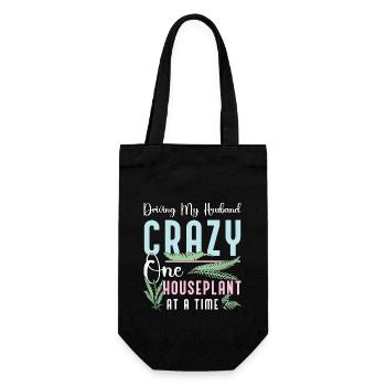 Houseplants Driving My Husband Crazy Botanical - Gift Bag for Bottles - black - Front