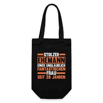 Ehe Nelkenhochzeit 28 Jahre Verheiratet Hochzeitst - Geschenkbeutel für Flaschen - Schwarz - Vorne