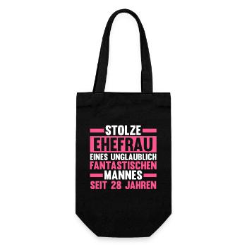 Ehe Nelkenhochzeit 28 Jahre Verheiratet Hochzeitst - Geschenkbeutel für Flaschen - Schwarz - Vorne