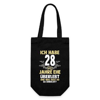Ehe Nelkenhochzeit 28 Jahre Verheiratet Hochzeitst - Geschenkbeutel für Flaschen - Schwarz - Vorne