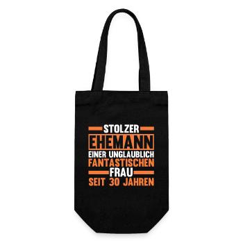 Ehe Perlenhochzeit 30 Jahre Verheiratet Hochzeitst - Geschenkbeutel für Flaschen - Schwarz - Vorne