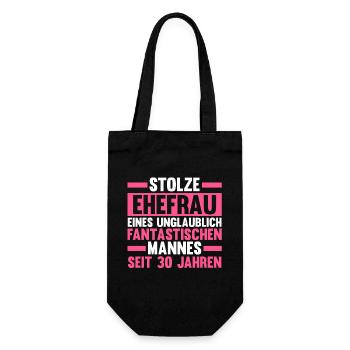 Ehe Perlenhochzeit 30 Jahre Verheiratet Hochzeitst - Geschenkbeutel für Flaschen - Schwarz - Vorne