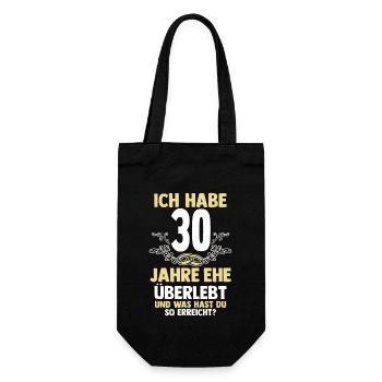 Ehe Perlenhochzeit 30 Jahre Verheiratet Hochzeitst - Geschenkbeutel für Flaschen - Schwarz - Vorne