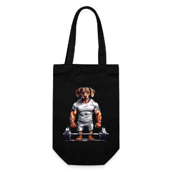 Muscle Dachshund Bodybuilder Dog Love Dog Design - Gift Bag for Bottles - black - Front