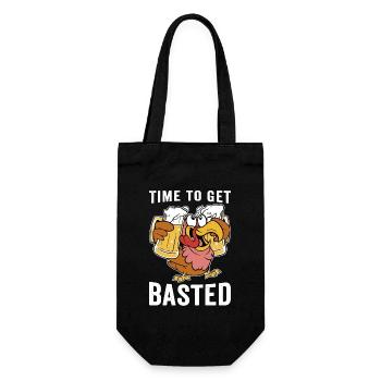 Time To Get Basted Funny Thanksgiving Turkey - Gift Bag for Bottles - black - Front