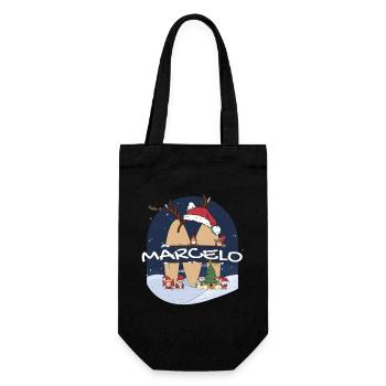 Génial Marcelo nom w chapeau de père Noël dans le thème de Noël - Sac à bouteille - noir - Devant