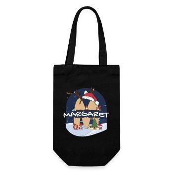 Génial Margaret nom w chapeau de père Noël dans le thème de Noël - Sac à bouteille - noir - Devant