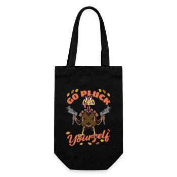 Funny Turkey Go Pluck Yourself Hunter Thanksgiving - Gift Bag for Bottles - black - Front