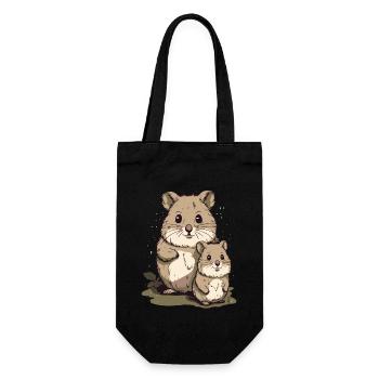 Chinchilla Rodent Mother and Child - Gift Bag for Bottles - black - Front