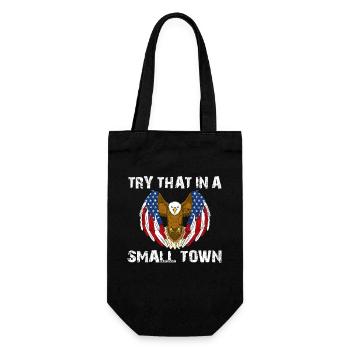 Essayez ça dans une petite ville Aigle drapeau américain - Sac à bouteille - noir - Devant