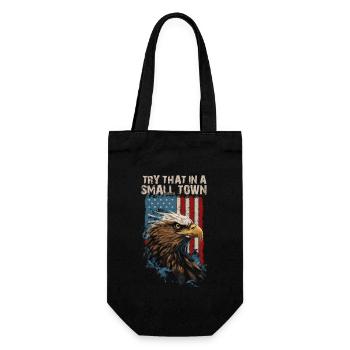 Try That In A Small Town American Flag Eagle - Gift Bag for Bottles - black - Front