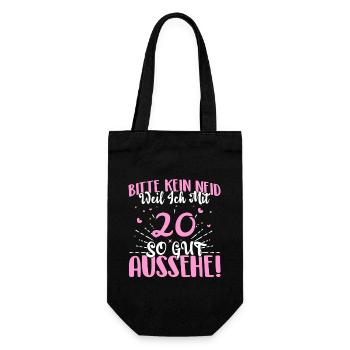Bitte kein Neid weil ich mit 20 so gut aussehe! - Geschenkbeutel für Flaschen - Schwarz - Vorne