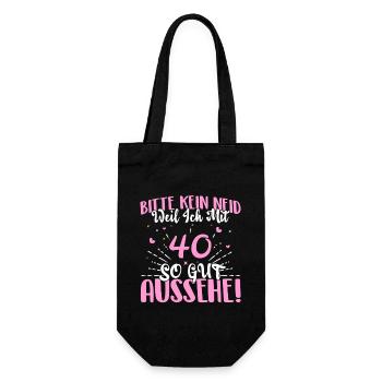 Bitte kein Neid weil mit 40 Jahren gut aussehe - Geschenkbeutel für Flaschen - Schwarz - Vorne