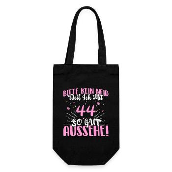 Bitte kein Neid weil ich mit 44 so gut aussehe! - Geschenkbeutel für Flaschen - Schwarz - Vorne