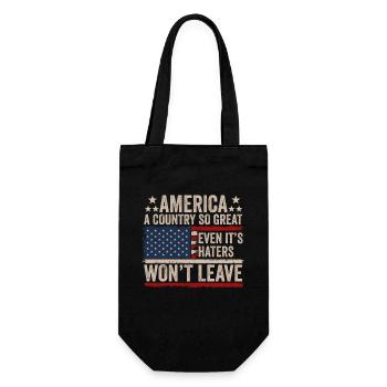 Amerika: Ein Land, das so großartig ist, dass die USA patriotisch sind - Geschenkbeutel für Flaschen - Schwarz - Vorne