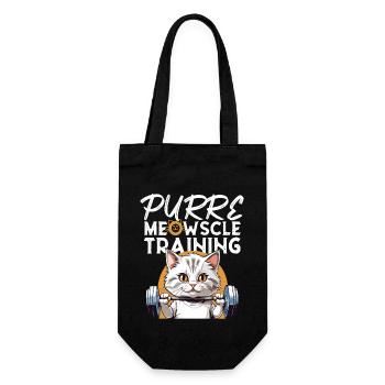 Cat Weight Training Fun "Purre Meowscle Training" - Gift Bag for Bottles - black - Front