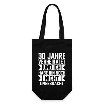 Ehe Perlenhochzeit 30 Jahre Verheiratet Hochzeitst - Geschenkbeutel für Flaschen - Schwarz - Vorne