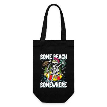 Irgendwo ein Strand | Sun & Chill Totenkopf - Geschenkbeutel für Flaschen - Schwarz - Vorne