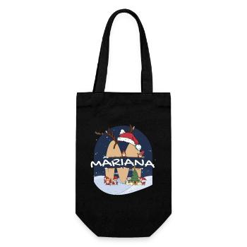 Awesome Mariana Name w Santa Hat in Xmas Theme - Gift Bag for Bottles - black - Front
