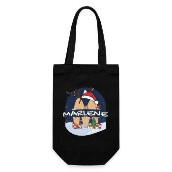 Toller Marlene-Name mit Weihnachtsmütze im Weihnachtsthema - Geschenkbeutel für Flaschen - Schwarz - Vorne