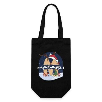 Impressionnant nom Masaru w chapeau de père Noël dans le thème de Noël - Sac à bouteille - noir - Devant