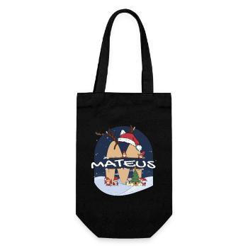 Génial Mateus nom w chapeau de père Noël dans le thème de Noël - Sac à bouteille - noir - Devant